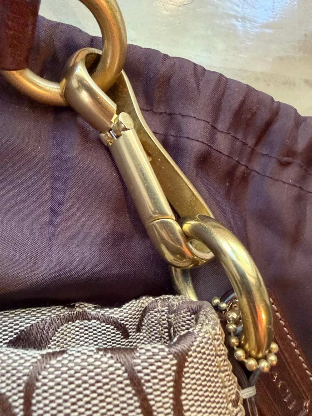 Coach Khaki and Brown Signature Shoulder Bag - Picture 6 of 10